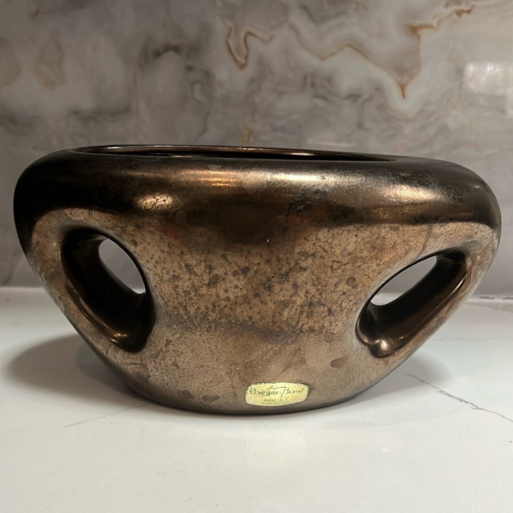 Vintage Haeger Bronze Glazed Abstract Modern Vase
